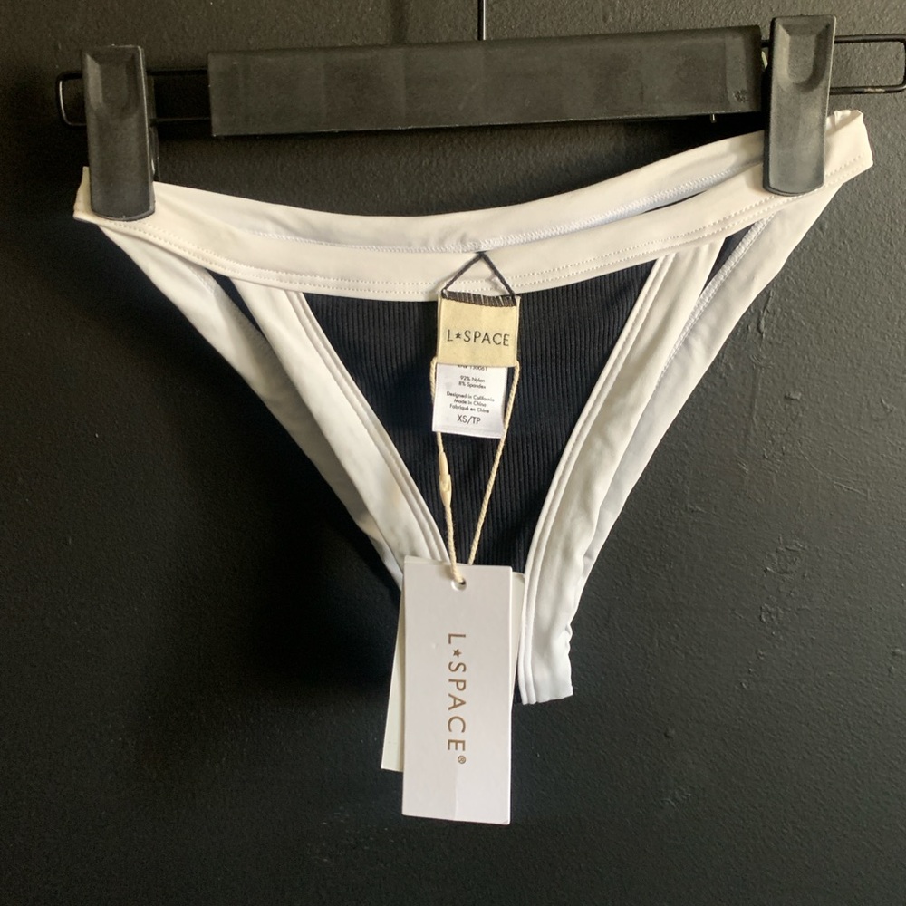 NWT Lspace Vacay Classic Bikini Bottoms White Bikini Bottom Black Inner Panel